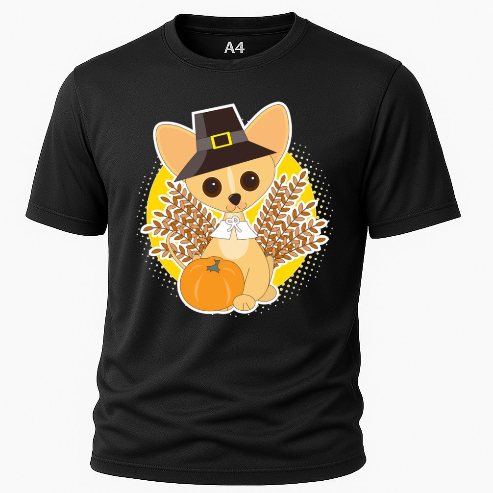 Cute Thanksgiving Pilgrim Puppy Cooling Performance Crew T-Shirt