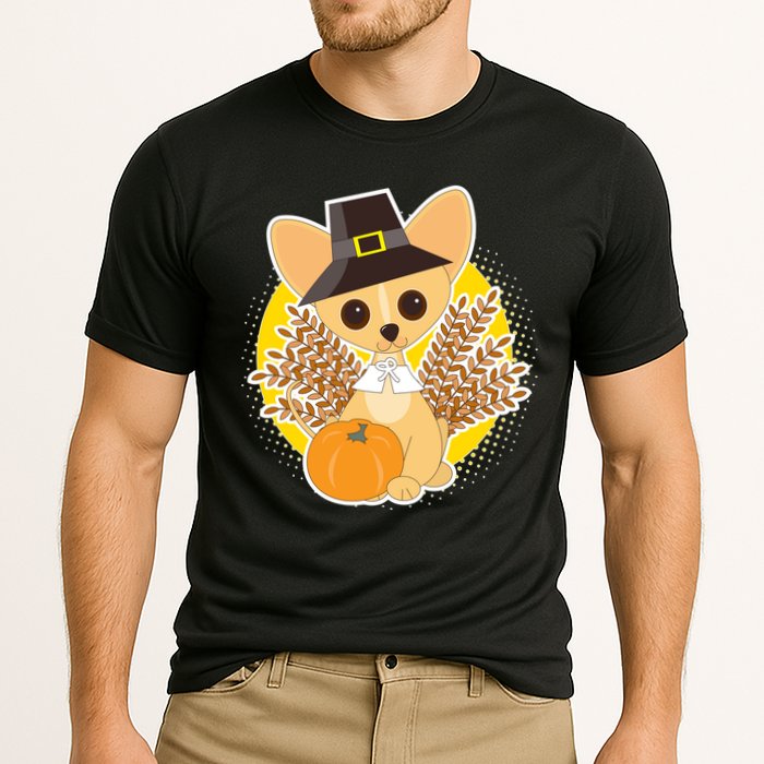 Cute Thanksgiving Pilgrim Puppy Cooling Performance Crew T-Shirt