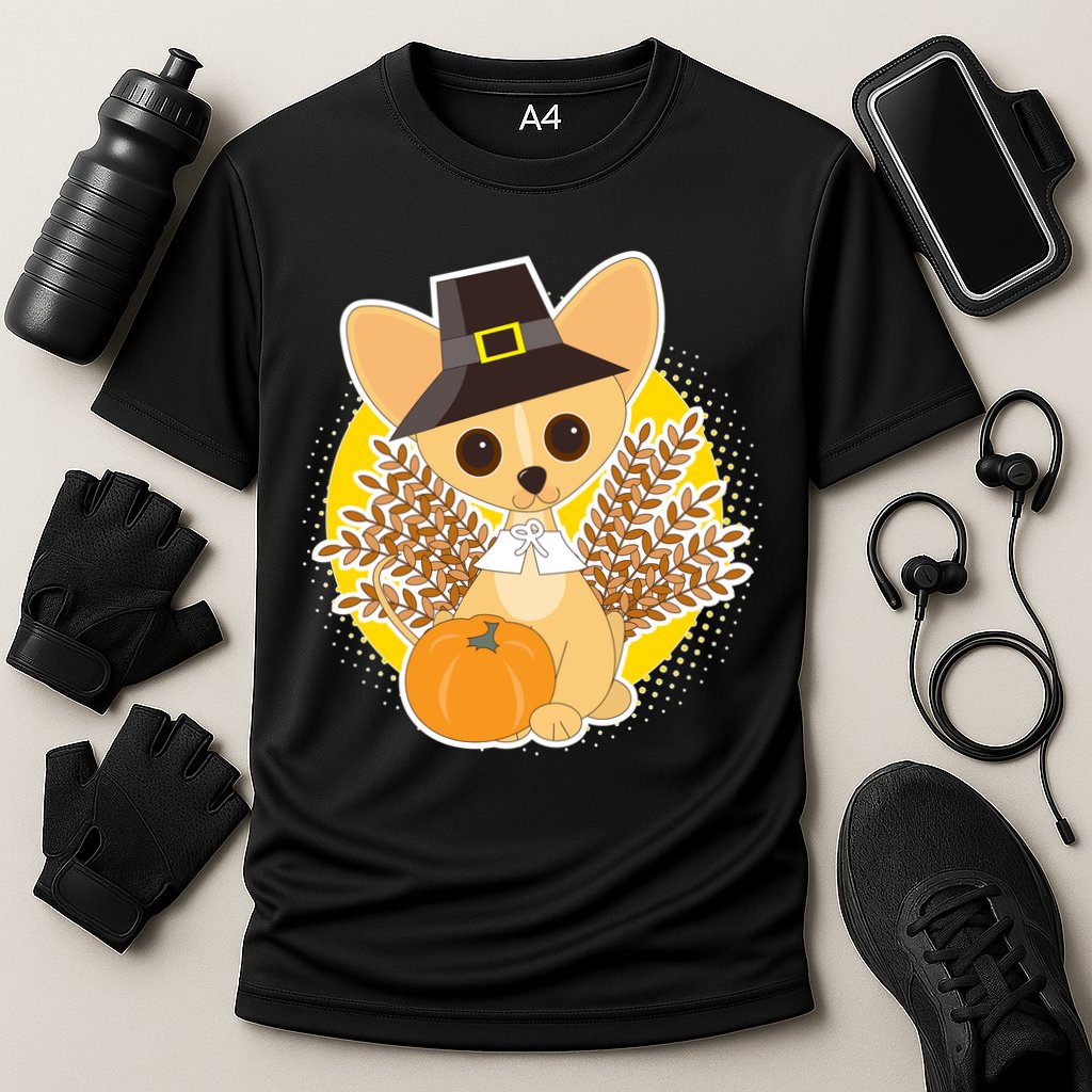 Cute Thanksgiving Pilgrim Puppy Cooling Performance Crew T-Shirt