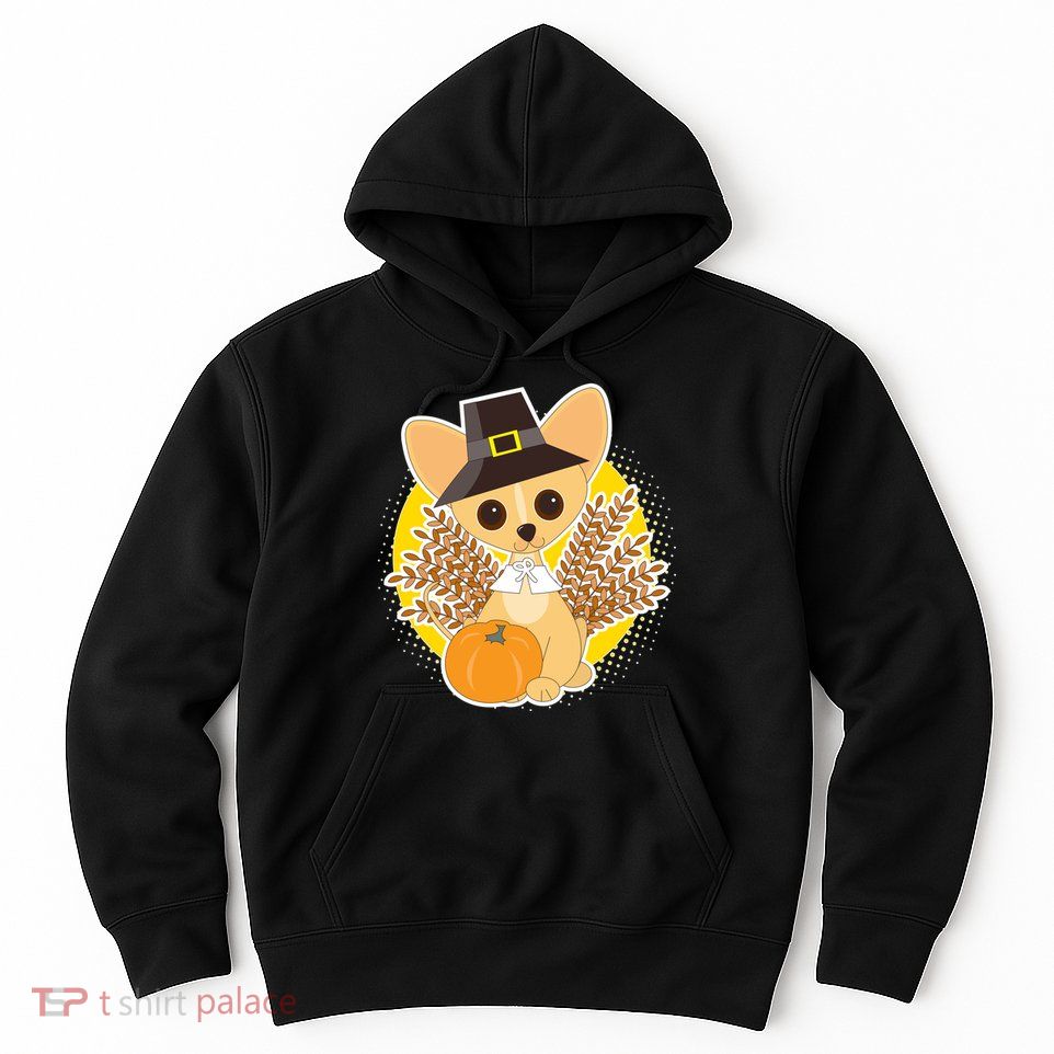 Cute Thanksgiving Pilgrim Puppy Hoodie