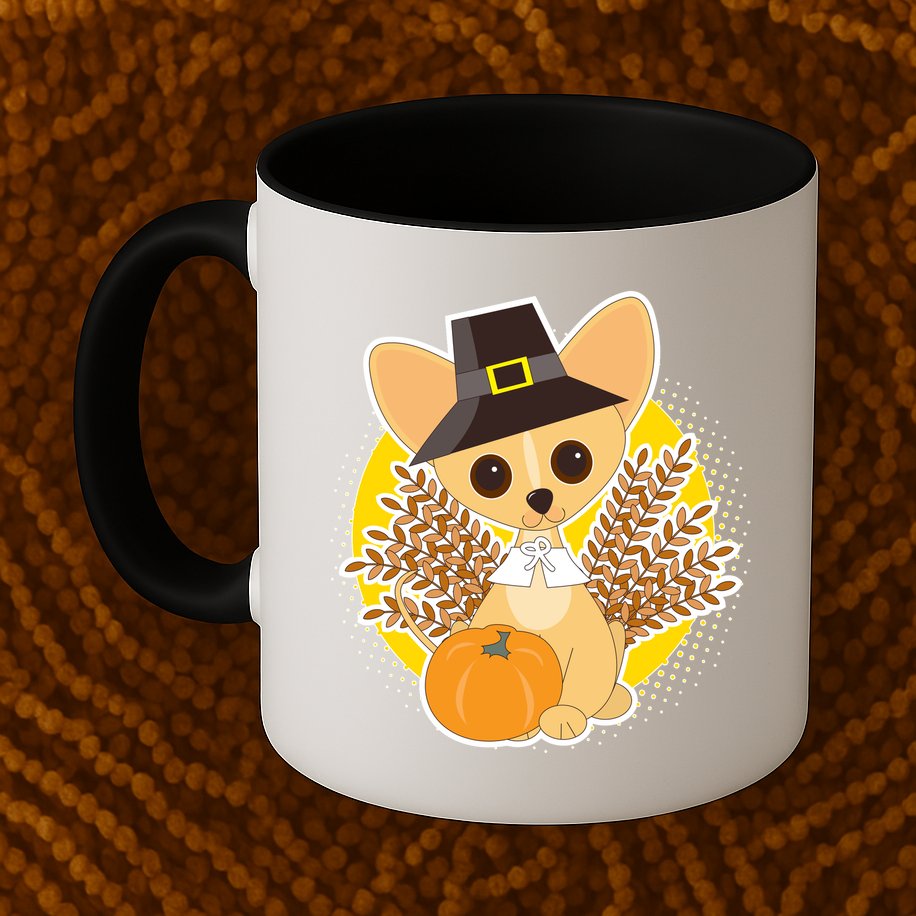 Cute Thanksgiving Pilgrim Puppy Mug