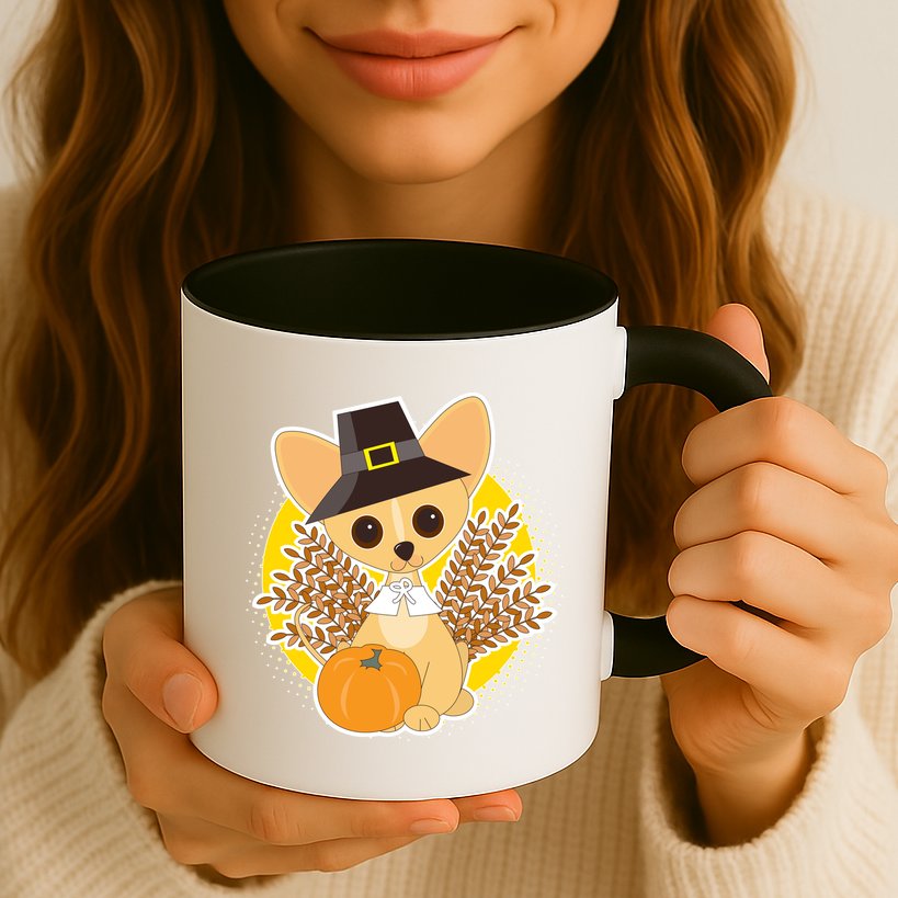 Cute Thanksgiving Pilgrim Puppy Mug