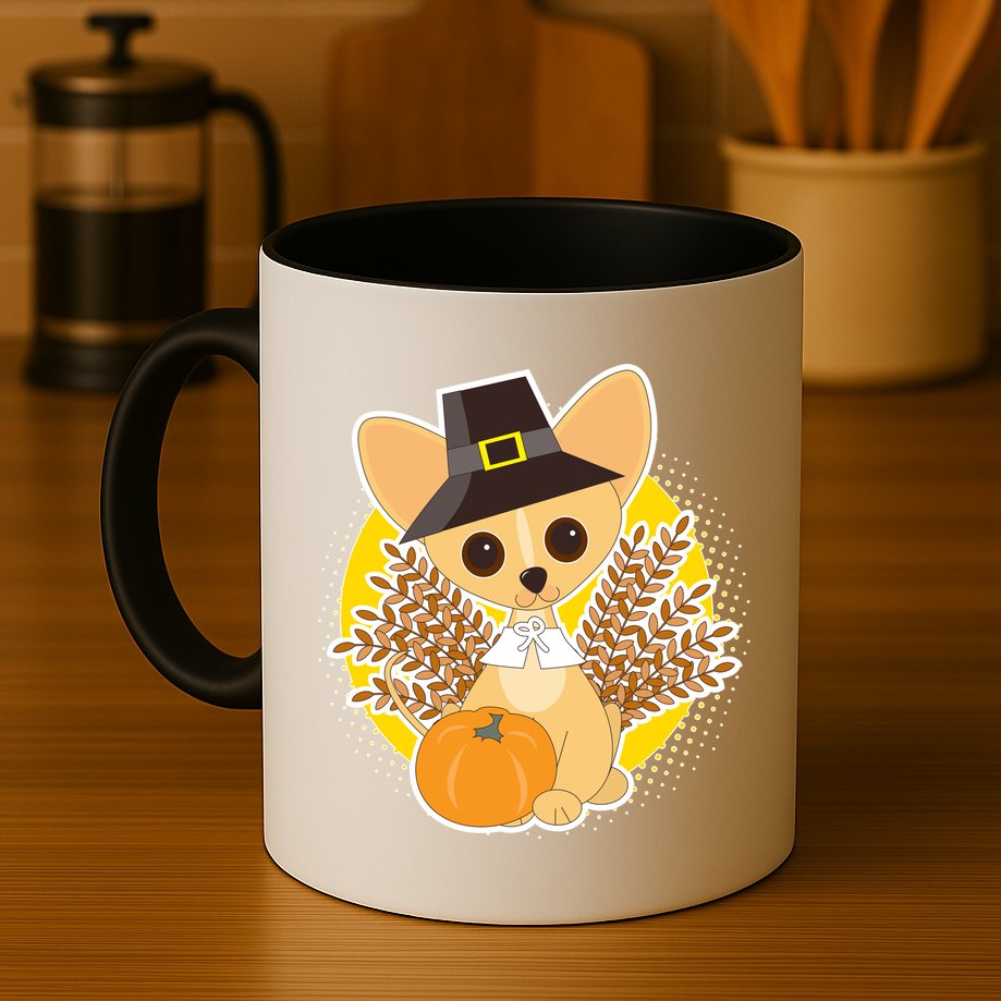 Cute Thanksgiving Pilgrim Puppy Mug