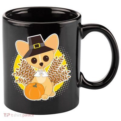 Cute Thanksgiving Pilgrim Puppy 11oz C Handle Ceramic Mug