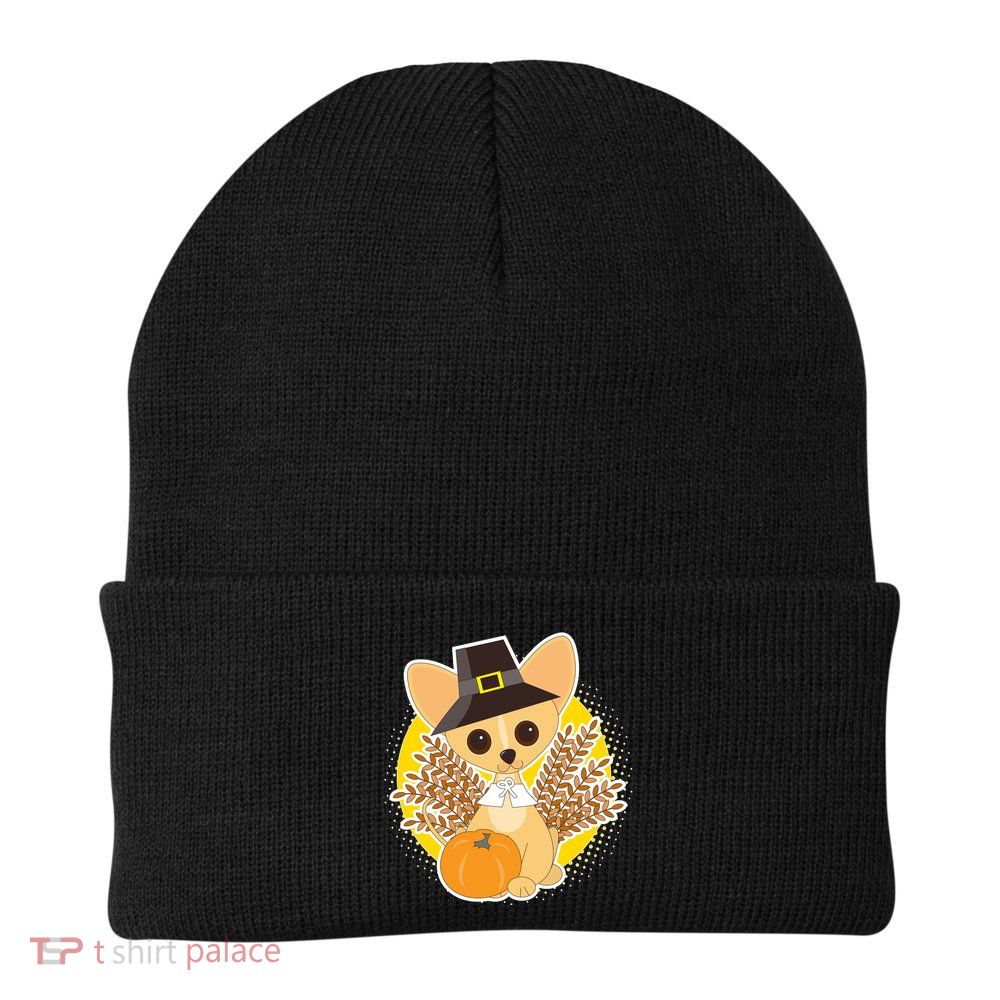 Cute Thanksgiving Pilgrim Puppy Knit Cap Winter Beanie