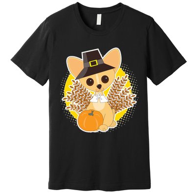 Cute Thanksgiving Pilgrim Puppy Premium T-Shirt
