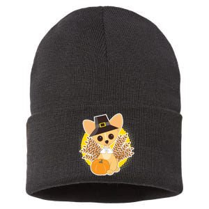 Cute Thanksgiving Pilgrim Puppy Sustainable Knit Beanie