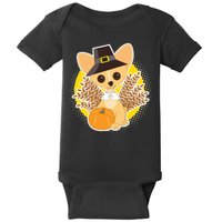 Cute Thanksgiving Pilgrim Puppy Baby Bodysuit