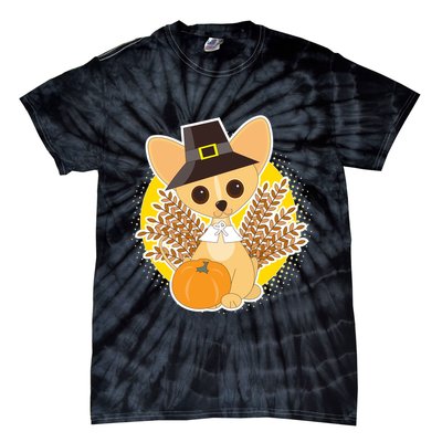 Cute Thanksgiving Pilgrim Puppy Tie-Dye T-Shirt