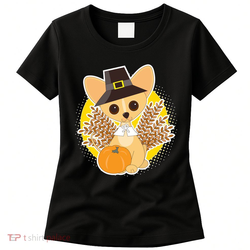 Cute Thanksgiving Pilgrim Puppy Women's T-Shirt