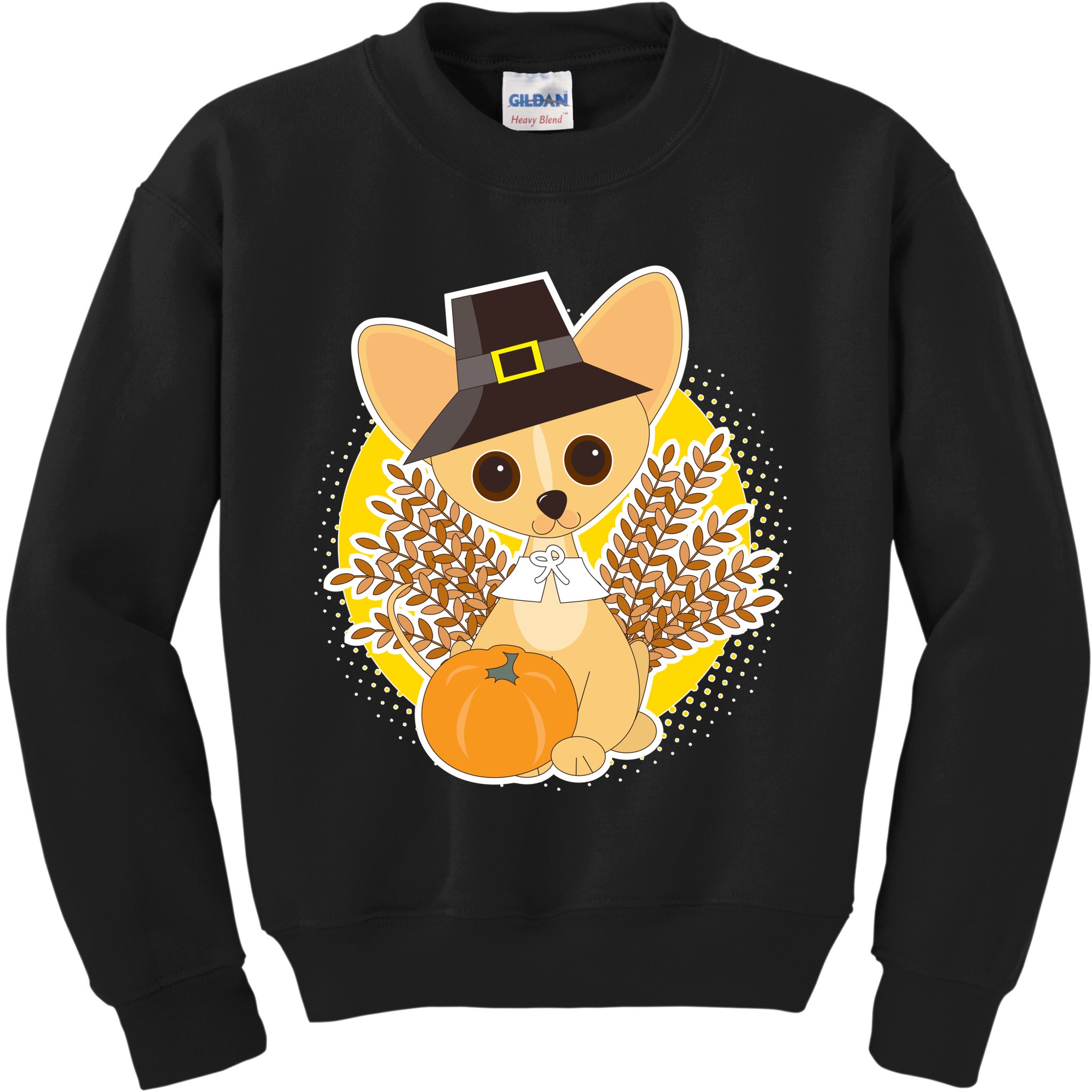 Cute Thanksgiving Pilgrim Puppy Kids Sweatshirt