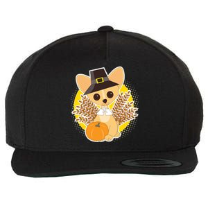 Cute Thanksgiving Pilgrim Puppy Wool Snapback Cap