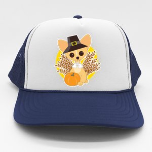 Cute Thanksgiving Pilgrim Puppy Trucker Hat