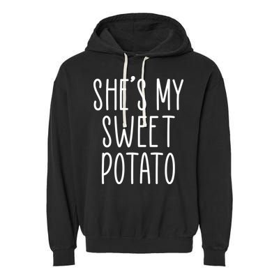 Cute Thanksgiving She's My Sweet Potato Garment-Dyed Fleece Hoodie