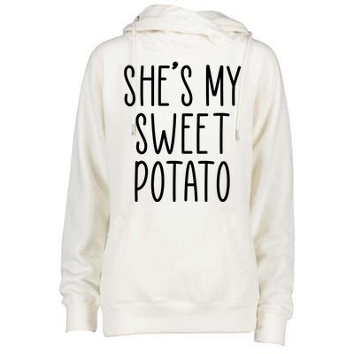 Cute Thanksgiving She's My Sweet Potato Womens Funnel Neck Pullover Hood