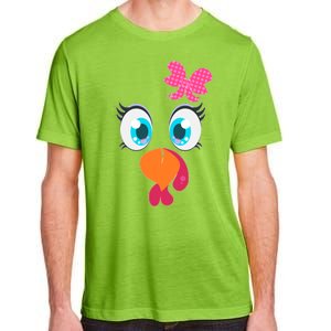 Cute Thanksgiving Turkey Girl Face Bow Tie Adult ChromaSoft Performance T-Shirt