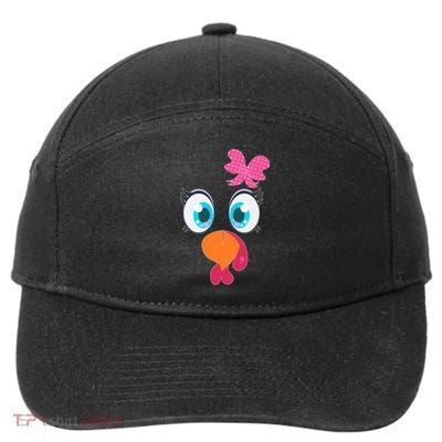 Cute Thanksgiving Turkey Girl Face Bow Tie 7-Panel Snapback Hat