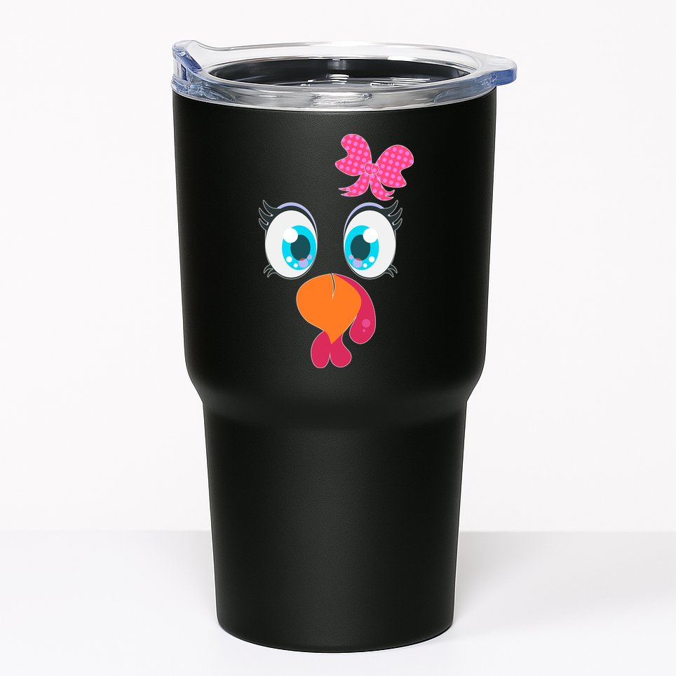 Cute Thanksgiving Turkey Girl Face Bow Tie Tumbler