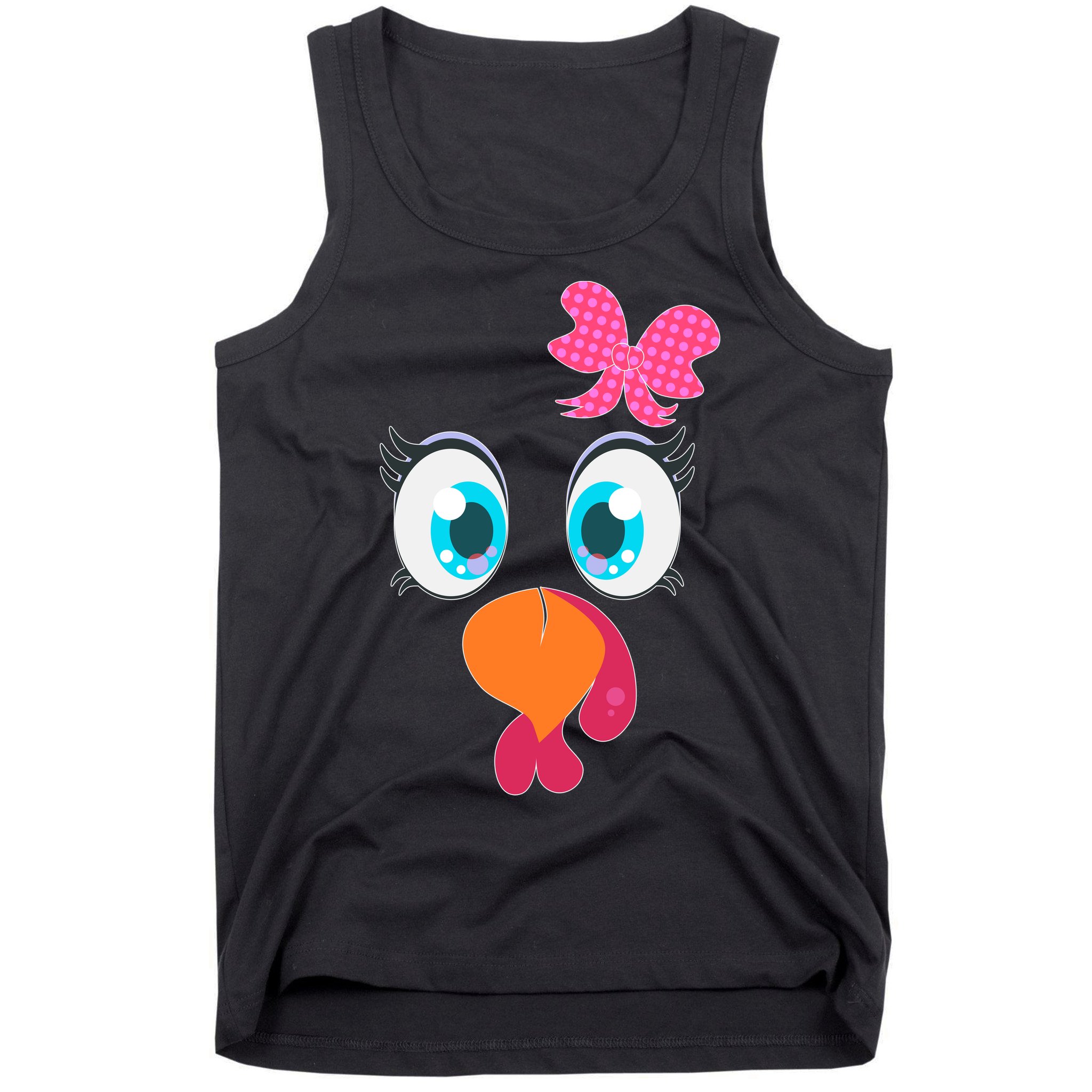Cute Thanksgiving Turkey Girl Face Bow Tie Tank Top