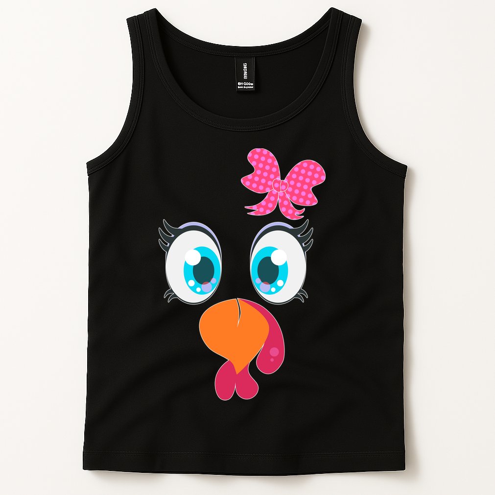 Cute Thanksgiving Turkey Girl Face Bow Tie Tank Top