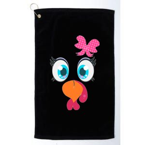 Cute Thanksgiving Turkey Girl Face Bow Tie Platinum Collection Golf Towel