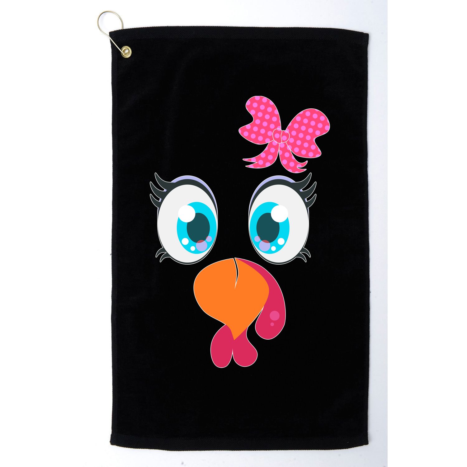 Cute Thanksgiving Turkey Girl Face Bow Tie Golf Towel