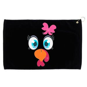 Cute Thanksgiving Turkey Girl Face Bow Tie Grommeted Golf Towel