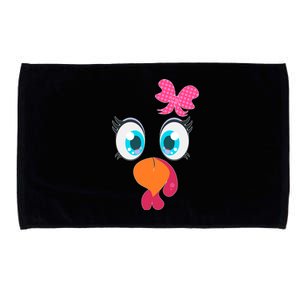 Cute Thanksgiving Turkey Girl Face Bow Tie Microfiber Hand Towel