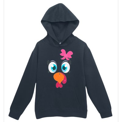 Cute Thanksgiving Turkey Girl Face Bow Tie Urban Pullover Hoodie