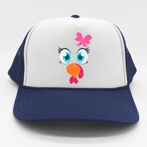 Cute Thanksgiving Turkey Girl Face Bow Tie Trucker Hat