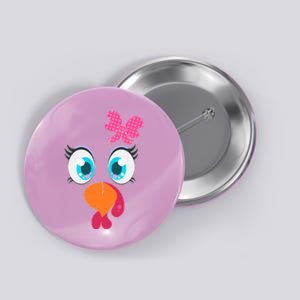 Cute Thanksgiving Turkey Girl Face Bow Tie Button