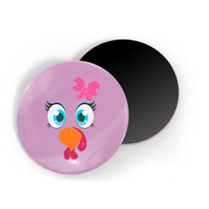 Cute Thanksgiving Turkey Girl Face Bow Tie Magnet