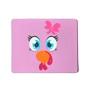 Cute Thanksgiving Turkey Girl Face Bow Tie Mousepad