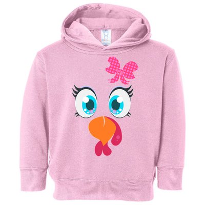 Cute Thanksgiving Turkey Girl Face Bow Tie Toddler Hoodie