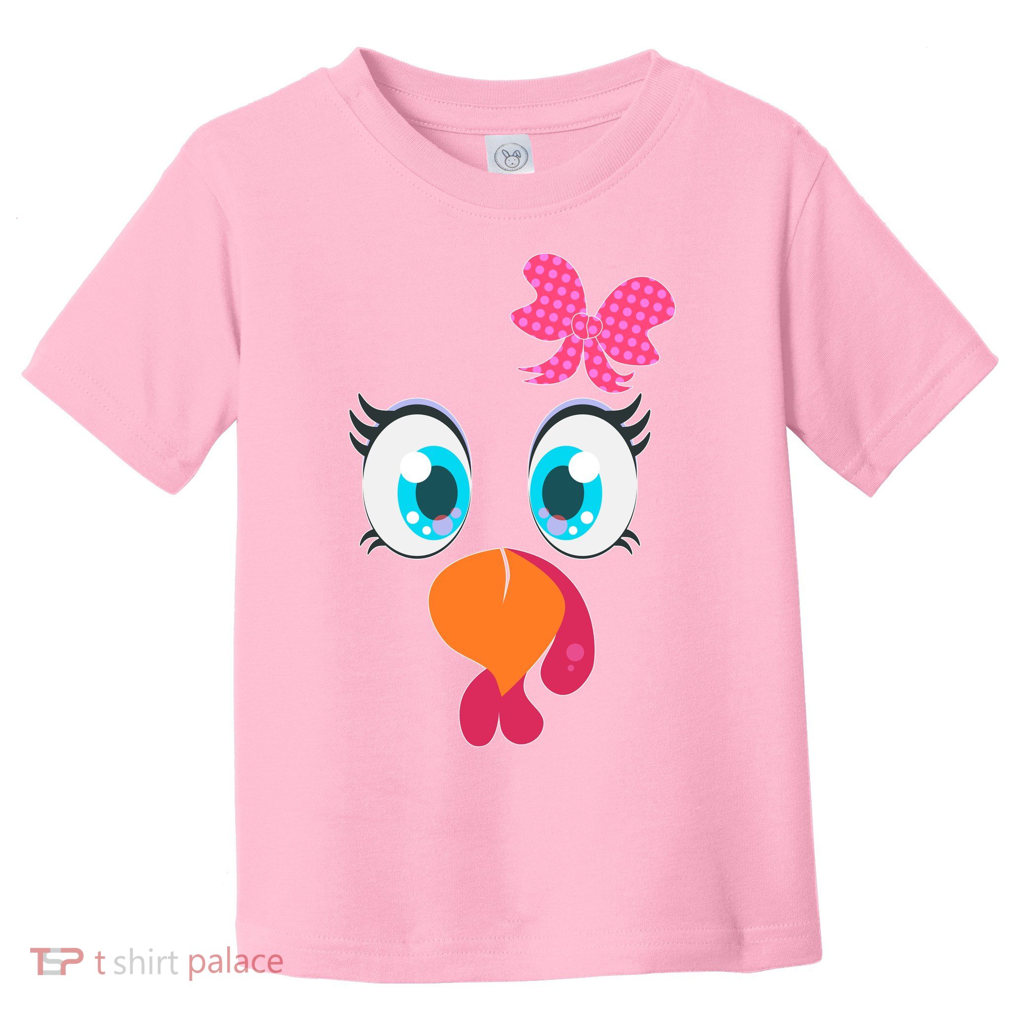 Cute Thanksgiving Turkey Girl Face Bow Tie Toddler T-Shirt