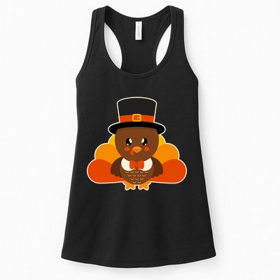 Cute Thanksgiving Turkey Little Boy Womens Tank Top