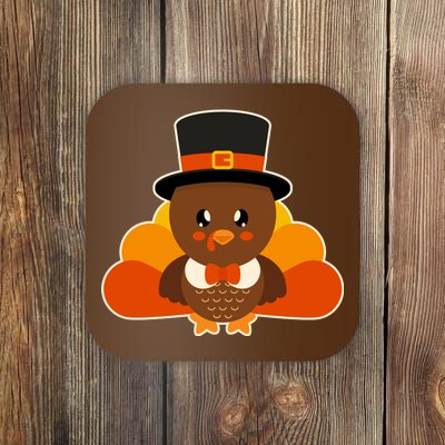 Cute Thanksgiving Turkey Little Boy Coaster