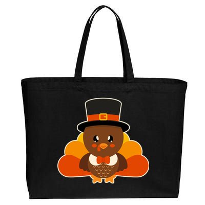 Cute Thanksgiving Turkey Little Boy Cotton Canvas Jumbo Tote