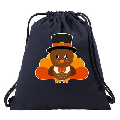 Cute Thanksgiving Turkey Little Boy Drawstring Bag