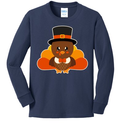 Cute Thanksgiving Turkey Little Boy Kids Long Sleeve Shirt