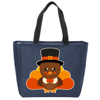 Cute Thanksgiving Turkey Little Boy Zip Tote Bag