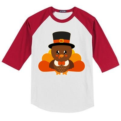 Cute Thanksgiving Turkey Little Boy Kids Colorblock Raglan Jersey