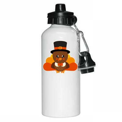 Cute Thanksgiving Turkey Little Boy Aluminum Water Bottle