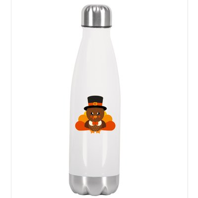 Cute Thanksgiving Turkey Little Boy Stainless Steel Insulated Water Bottle