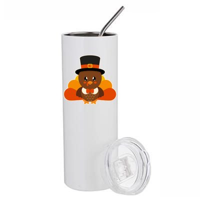 Cute Thanksgiving Turkey Little Boy Stainless Steel Tumbler