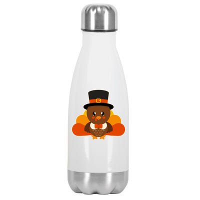 Cute Thanksgiving Turkey Little Boy Stainless Steel Insulated Water Bottle