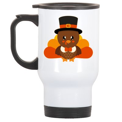 Cute Thanksgiving Turkey Little Boy Stainless Steel Travel Mug