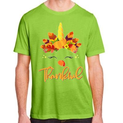 Cute Thanksgiving Unicorn Thankful Turkey Adult ChromaSoft Performance T-Shirt