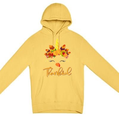 Cute Thanksgiving Unicorn Thankful Turkey Premium Pullover Hoodie