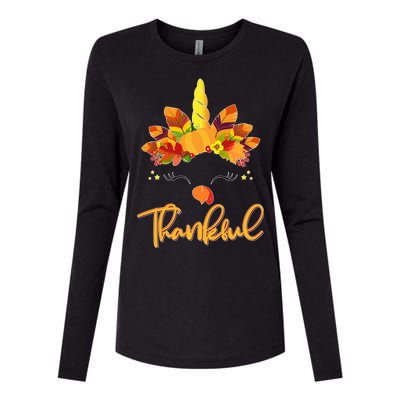 Cute Thanksgiving Unicorn Thankful Turkey Womens Cotton Relaxed Long Sleeve T-Shirt